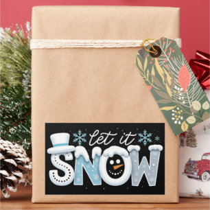 Sticker Rectangulaire Laissez Tomber Bonhomme de Neige Hiver Saison Floc