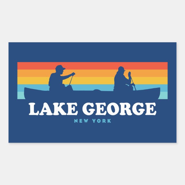 Sticker Rectangulaire Lake George, canoë de New York (Devant)