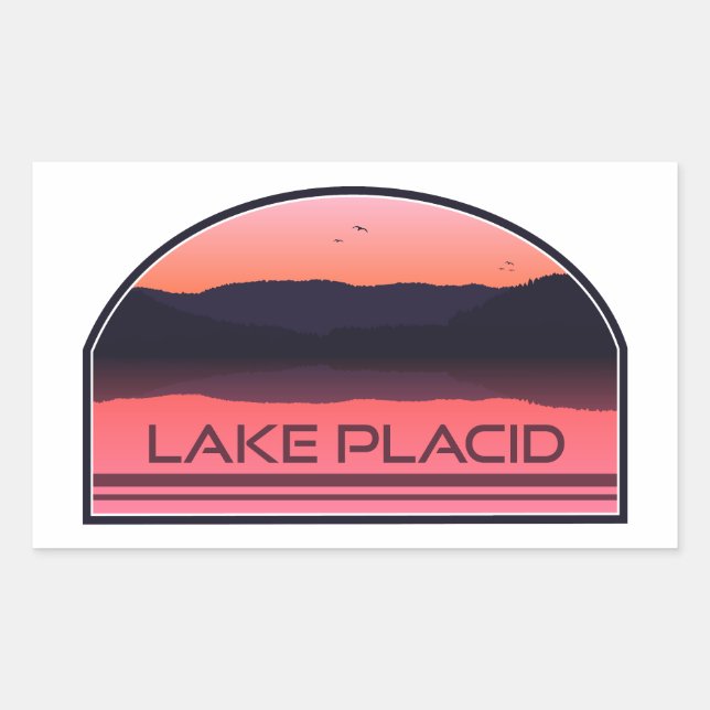 Sticker Rectangulaire Lake Placid New York Red Sunrise (Devant)