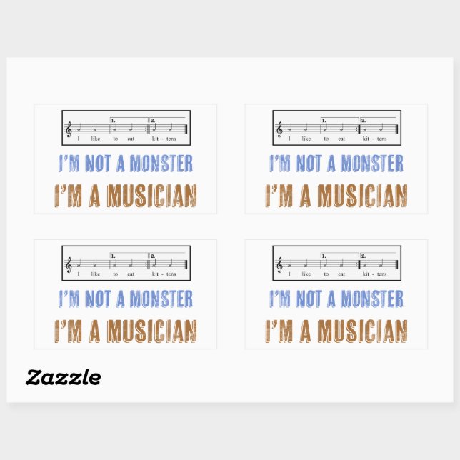 Sticker Rectangulaire L'alphabétisation musicale compte, j'aime manger d (Feuille)