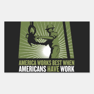 Sticker Rectangulaire L'Amérique fonctionne mieux quand les Américains t