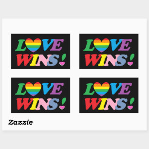 Sticker Rectangulaire L'amour arc-en-ciel gagne le cœur de la fierté LGB