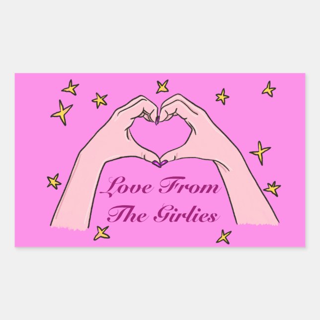 Sticker Rectangulaire L'Amour De L'Autocollant Filles (Devant)