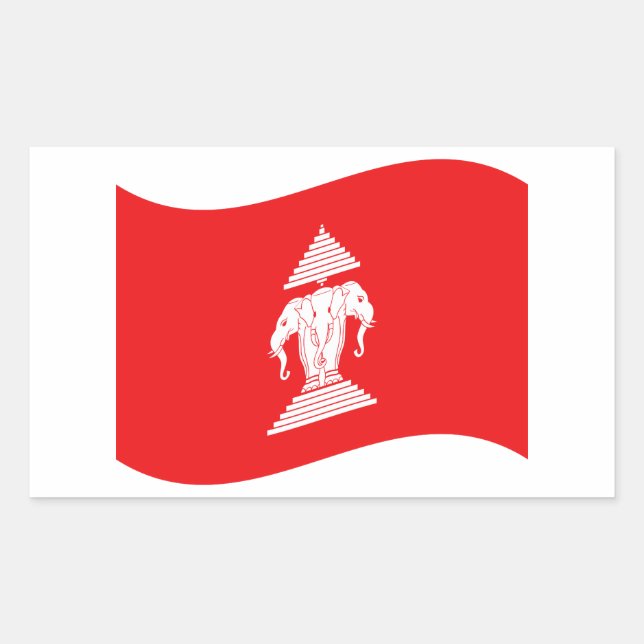 Sticker Rectangulaire Lao Erawan Trois Drapeaux D'Éléphant (Devant)