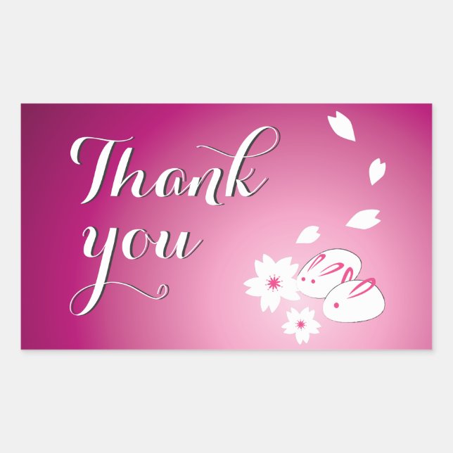 Sticker Rectangulaire Lapins de neige japonais et Merci Sakura (Devant)