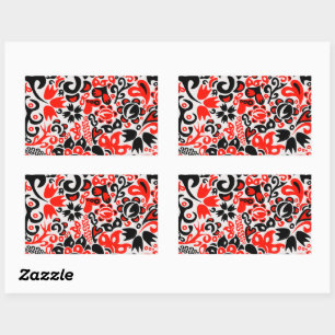 Sticker Rectangulaire L'art populaire ukrainien motif floral abstact