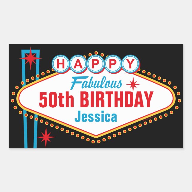 Sticker Rectangulaire Las Vegas Custom Joyeux anniversaire (Devant)