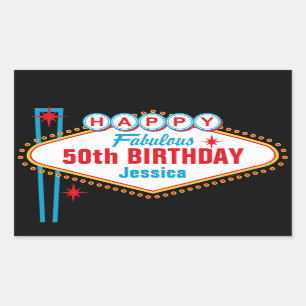 Sticker Rectangulaire Las Vegas Custom Joyeux anniversaire