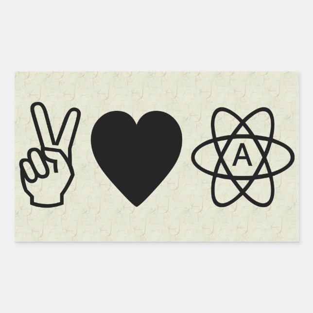 Sticker Rectangulaire L'athéisme de l'amour de la paix (Devant)