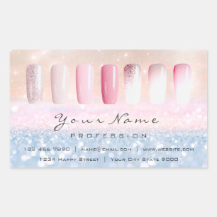 Sticker Rectangulaire Laurane Nails Art Rose Rose Blush Parties scintill