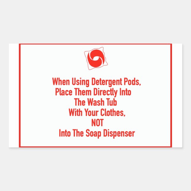 Sticker Rectangulaire Lave-linge 'Place Pods Directement' (Devant)