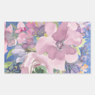 Sticker Rectangulaire Lavender Blues Aquarelle Parties scintillant flora