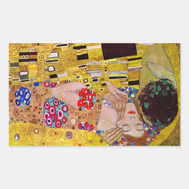 Sticker Rectangulaire Le baiser de Gustav Klimt (Devant)