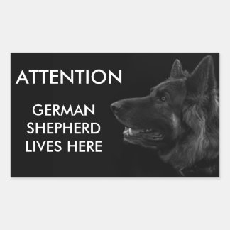 Sticker Rectangulaire Le berger allemand vit ici en avertissant
