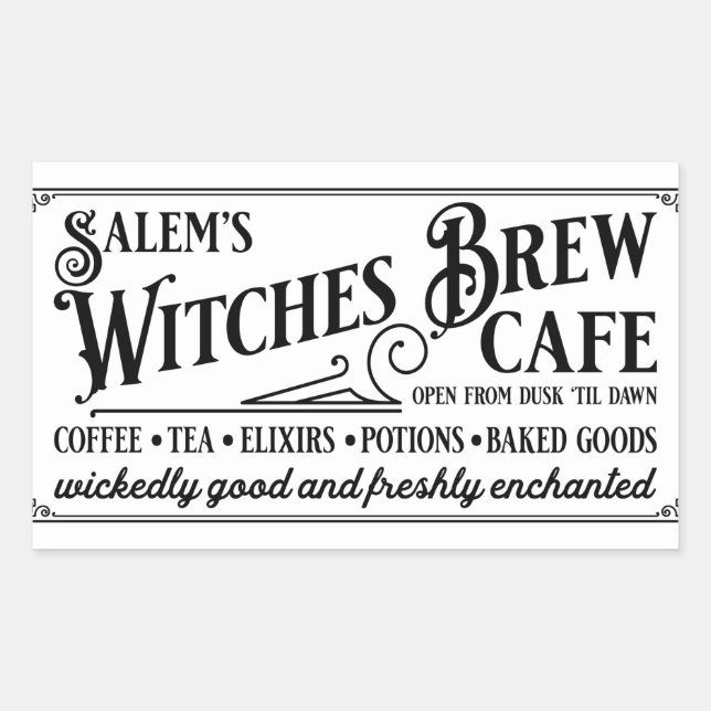 Sticker Rectangulaire Le café Brew de Salem Witch (Devant)