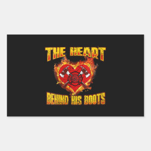 Sticker Rectangulaire Le Coeur derrière ses bottes  Amateurs de pompiers