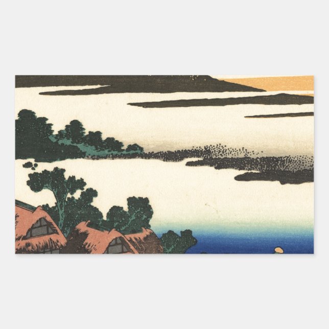 Sticker Rectangulaire Le coucher du soleil du Fuji Japon (Devant)