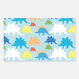 Sticker Rectangulaire Le dinosaure conçoit les dinosaures bleus de rouge