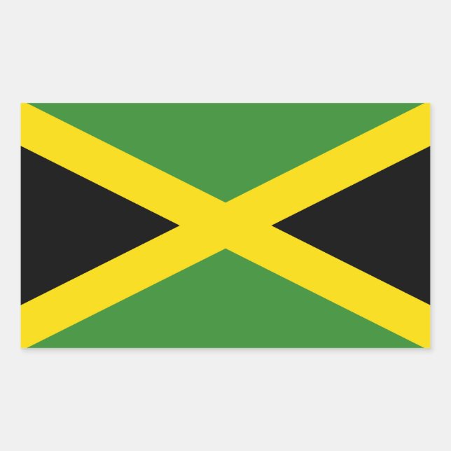Sticker Rectangulaire Le drapeau jamaïcain (Devant)