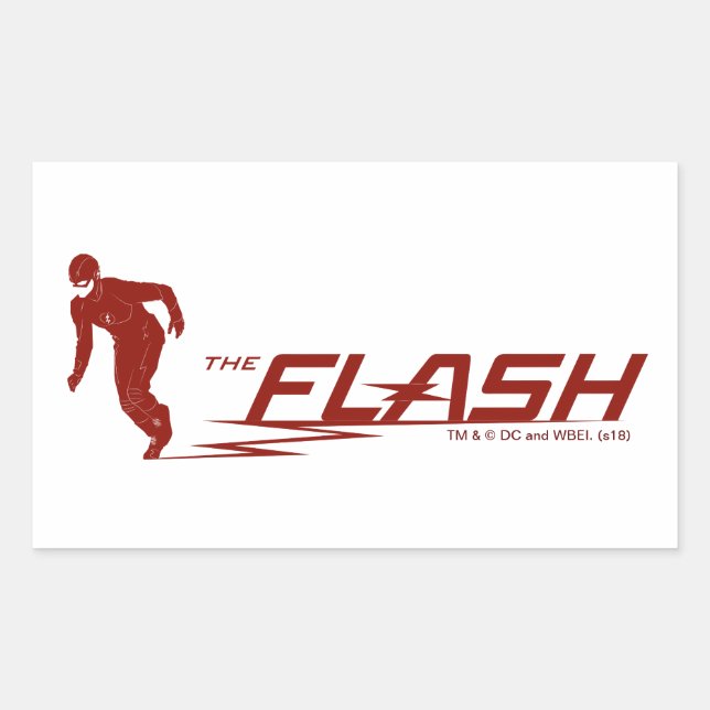 Sticker Rectangulaire Le Flash | Logo du nom du super héros (Devant)