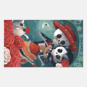 Sticker Rectangulaire Le Jour des amateurs de squelettes morts