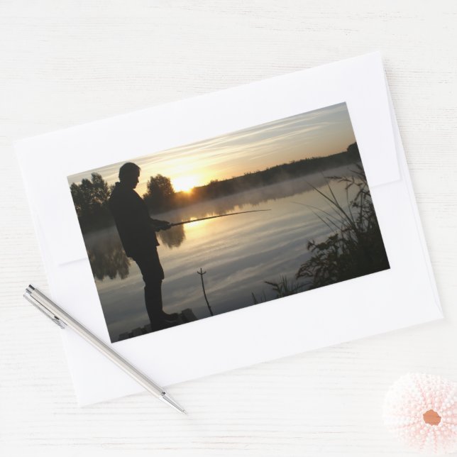 Sticker Rectangulaire Le matin du pêcheur (Enveloppe)