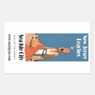 Sticker Rectangulaire Le New Jersey échoue la ville d'île de mer de ~