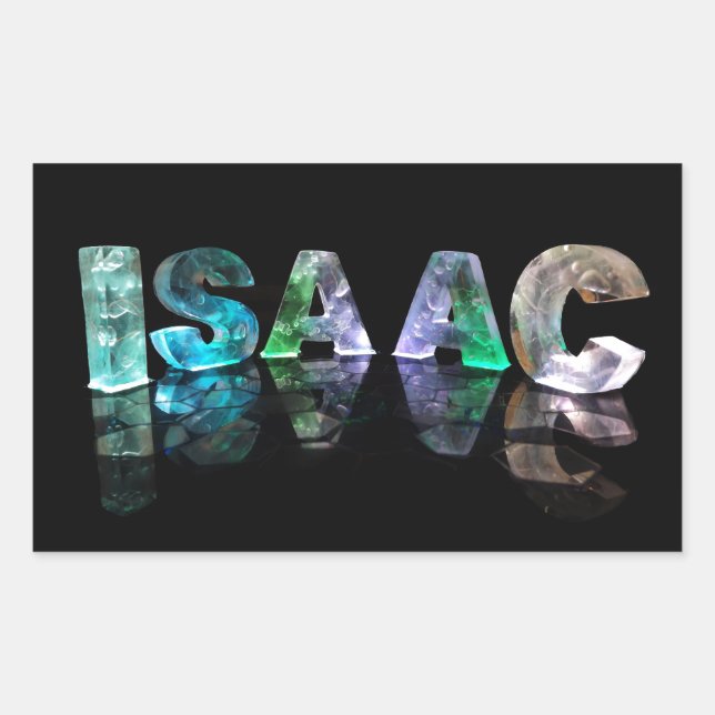 Sticker Rectangulaire Le nom Isaac en lumières 3D (Photographie) (Devant)