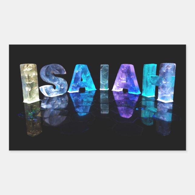 Sticker Rectangulaire Le nom Isaïe en lumières 3D (photo) (Devant)