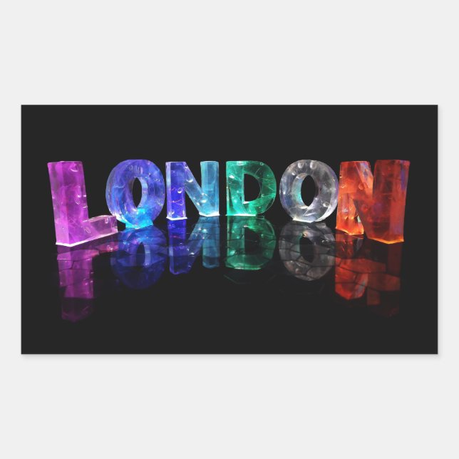 Sticker Rectangulaire Le nom Londres en lumières 3D (photo) (Devant)