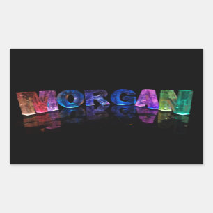 Sticker Rectangulaire Le nom Morgan en lumières 3D (photo)