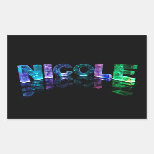 Sticker Rectangulaire Le nom Nicole en lumières 3D (photo)
