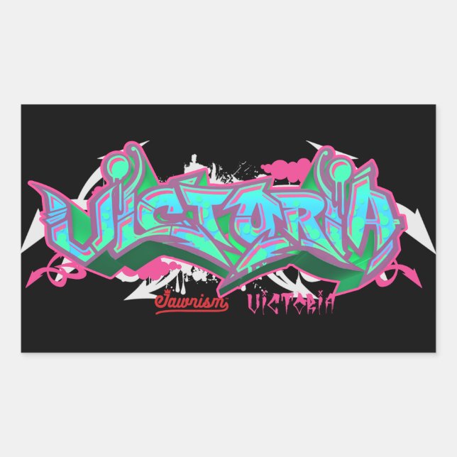 Sticker Rectangulaire Le nom Victoria en graffiti (Devant)