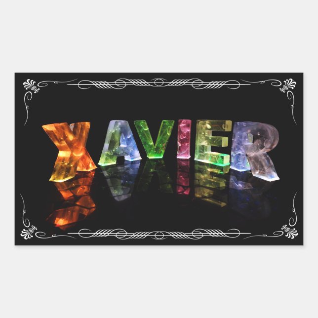 Sticker Rectangulaire Le nom Xavier - Nom en lumières (Photographie) (Devant)