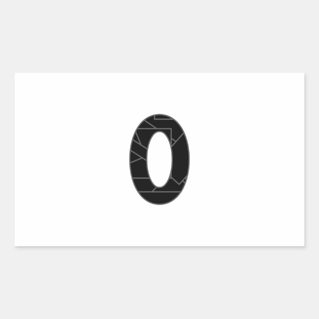 Sticker Rectangulaire Le nombre zéro (0) en noir (Devant)