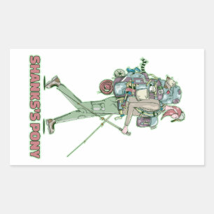 Sticker Rectangulaire Le poney de Shanks randonneur drôle marche