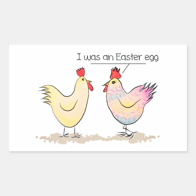 Sticker Rectangulaire Le poulet drôle était un oeuf de Pâques (Devant)