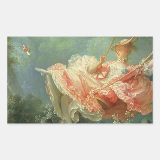 Sticker Rectangulaire Le rococo de Jean-Honore Frangonard Le Swing (Devant)