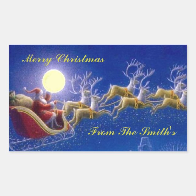 Sticker Rectangulaire Le Sleigh de père Noël (Devant)