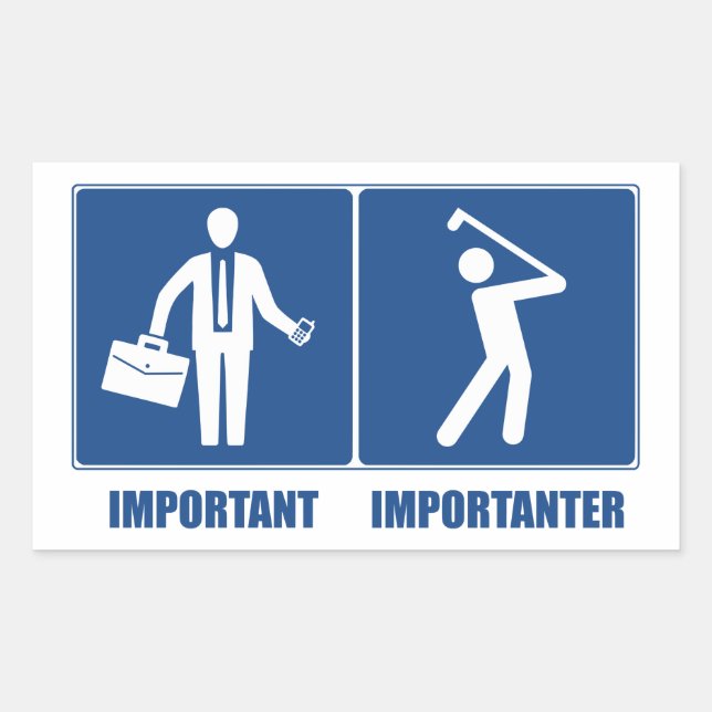 Sticker Rectangulaire Le Travail Est Important, Le Golf Est Important (Devant)