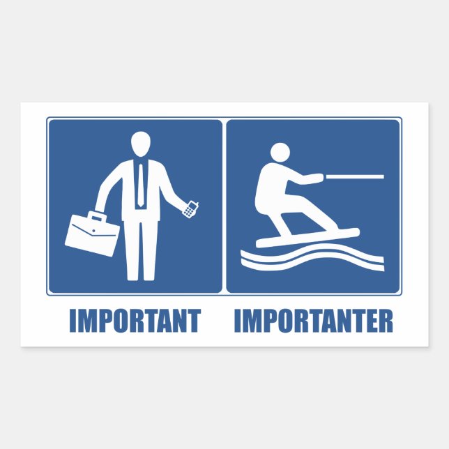 Sticker Rectangulaire Le Travail Est Important, Le Wakeboard Est Importa (Devant)