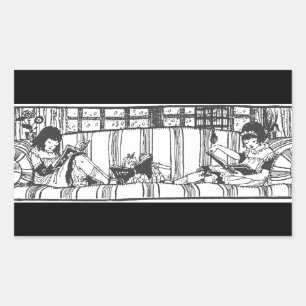 Sticker Rectangulaire Lecture avec Dolly