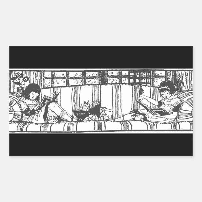 Sticker Rectangulaire Lecture avec Dolly (Devant)