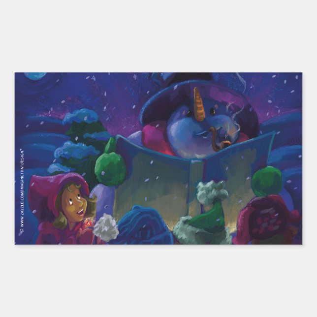 Sticker Rectangulaire Lecture hivernale (Devant)