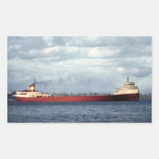 Sticker Rectangulaire L'Edmund Fitzgerald sur la rivière St. Clair (Devant)