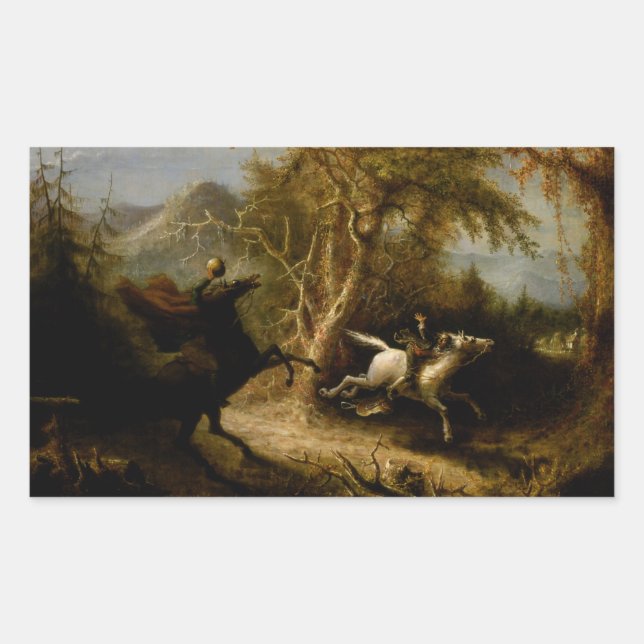 Sticker Rectangulaire Légende du cavalier sans tête fantôme d'Halloween (Devant)