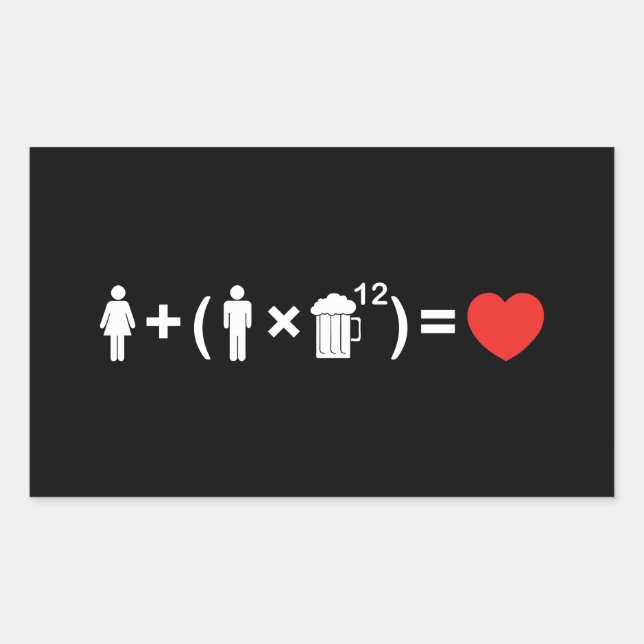 Sticker Rectangulaire L'équation d'amour pour les hommes (Devant)