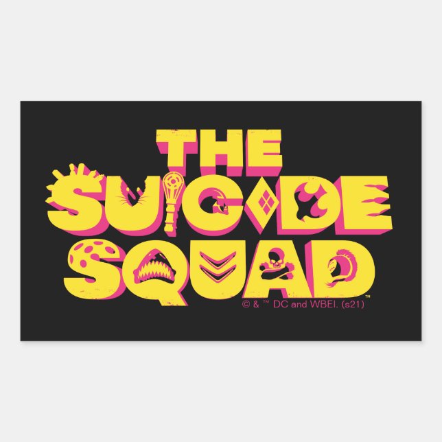 Sticker Rectangulaire L'équipe du suicide | Logo d'icône de caractère (Devant)