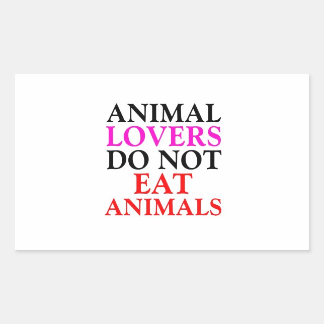Sticker Rectangulaire Les amoureux des animaux ne mangent pas d'animaux (Devant)