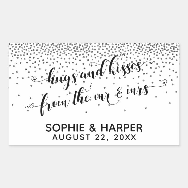 Sticker Rectangulaire Les baisers de M. & Mme Silver Confetti (Devant)